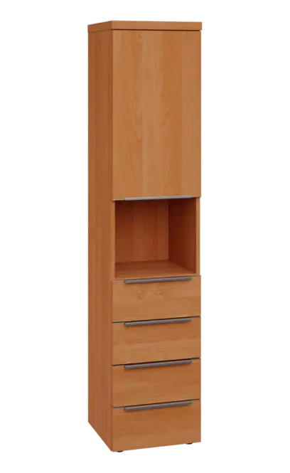 SIN 5 - 44ZND kancelářská skříň, 4-zásuvková/nika, 1-dveřová, pravá, 1820x400x400, olše jantar